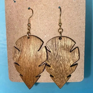 Handmade Rustic Leaf Wooden Earrings